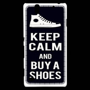 Coque Sony Xperia C4 Keep Calm Buy Shoes Noir