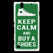 Coque Sony Xperia C4 Keep Calm Buy Shoes Vert