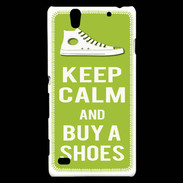 Coque Sony Xperia C4 Keep Calm Buy Shoes Vert Pomme