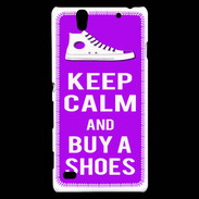 Coque Sony Xperia C4 Keep Calm Buy Shoes Violet