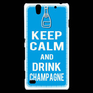 Coque Sony Xperia C4 Keep Calm Drink champagne Cyan