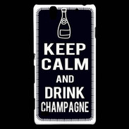 Coque Sony Xperia C4 Keep Calm Drink champagne Noir