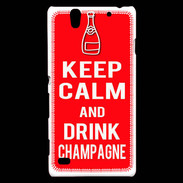 Coque Sony Xperia C4 Keep Calm Drink champagne Rouge