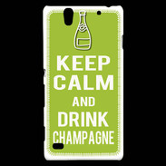 Coque Sony Xperia C4 Keep Calm Drink champagne Vert pomme