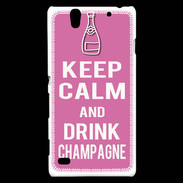 Coque Sony Xperia C4 Keep Calm Drink champagne Rose