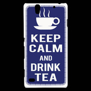 Coque Sony Xperia C4 Keep Calm Drink Tea Bleu