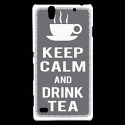 Coque Sony Xperia C4 Keep Calm Drink Tea Gris