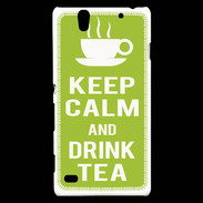 Coque Sony Xperia C4 Keep Calm Drink Tea Vert pomme