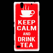 Coque Sony Xperia C4 Keep Calm Drink Tea Rouge