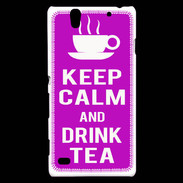 Coque Sony Xperia C4 Keep Calm Drink Tea Violet