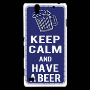 Coque Sony Xperia C4 Keep Calm Have a beer Bleu
