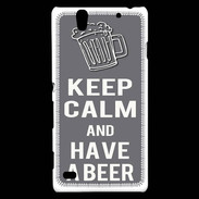 Coque Sony Xperia C4 Keep Calm Have a beer Gris