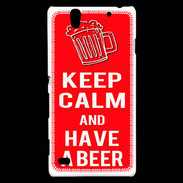 Coque Sony Xperia C4 Keep Calm Have a beer Rouge