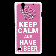 Coque Sony Xperia C4 Keep Calm Have a beer Rose