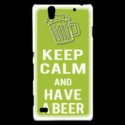 Coque Sony Xperia C4 Keep Calm Have a beer Vert pomme