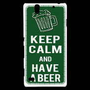 Coque Sony Xperia C4 Keep Calm Have a beer Vert