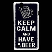 Coque Sony Xperia C4 Keep Calm Have a beer Noir