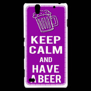 Coque Sony Xperia C4 Keep Calm Have a beer Violet