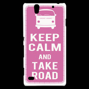 Coque Sony Xperia C4 Keep Calm Take Road Rose