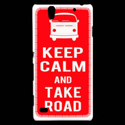Coque Sony Xperia C4 Keep Calm Take Road Rouge