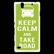 Coque Sony Xperia C4 Keep Calm Take road Vert pomme
