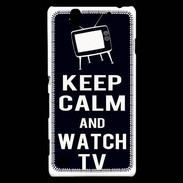 Coque Sony Xperia C4 Keep Calm Watch TV Noir