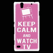 Coque Sony Xperia C4 Keep Calm Watch TV Rose