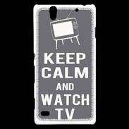 Coque Sony Xperia C4 Keep Calm Watch TV Gris