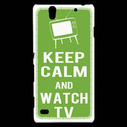 Coque Sony Xperia C4 Keep Calm Watch TV Vert