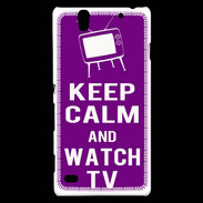 Coque Sony Xperia C4 Keep Calm Watch TV Violet