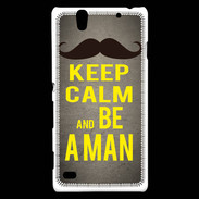 Coque Sony Xperia C4 Keep Calm Be a Man Gris