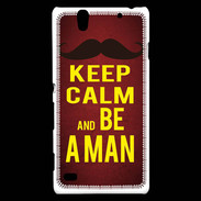 Coque Sony Xperia C4 Keep Calm Be a Man Rouge