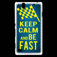 Coque Sony Xperia C4 Keep Calm and Be Fast Bleu