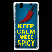 Coque Sony Xperia C4 Keep Calm and Be Spicy Bleu