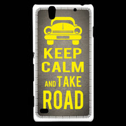 Coque Sony Xperia C4 Keep Calm and Take o road 2 Gris