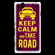 Coque Sony Xperia C4 Keep Calm and Take o road 2 Rose