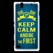 Coque Sony Xperia C4 Keep Calm and Be the First Bleu