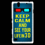 Coque Sony Xperia C4 Keep Calm and See your life 3D Bleu