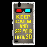 Coque Sony Xperia C4 Keep Calm and See your life 3D Gris