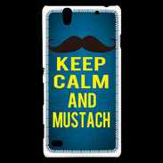 Coque Sony Xperia C4 Keep Calm and Mustach Bleu