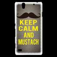 Coque Sony Xperia C4 Keep Calm and Mustach Gris