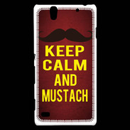 Coque Sony Xperia C4 Keep Calm and Mustach Rouge