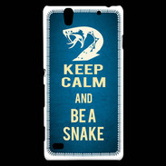 Coque Sony Xperia C4 Keep Calm and Be a Snake bleu