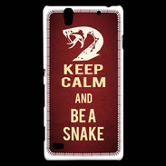 Coque Sony Xperia C4 Keep Calm and Be a Snake Rouge