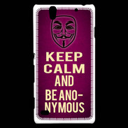 Coque Sony Xperia C4 Keep Calm and Be Anonymous Rose