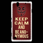 Coque Sony Xperia C4 Keep Calm and Be Anonymous Rouge