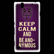 Coque Sony Xperia C4 Keep Calm and Be Anonymous Violet