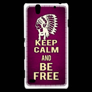 Coque Sony Xperia C4 Keep Calm and Be Free Rose