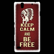 Coque Sony Xperia C4 Keep Calm and Be Free Rouge