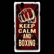 Coque Sony Xperia C4 Keep Calm and Boxing Rouge